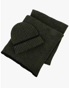 Totes Toasties Hat & Scarf Set Khaki - Green