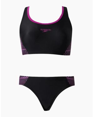 Speedo Ladies Placement Racerback Two-Piece Swimsuit - Black