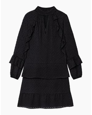 Ro&zo Dobby Ruffle Short Dress - Black