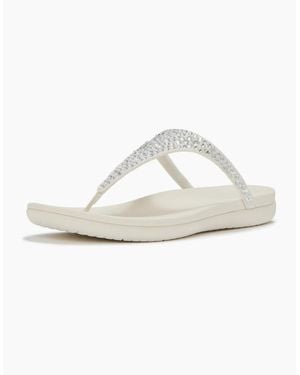 Fitflop Solay Mixed-Crystal Textile Cream Sandals - White