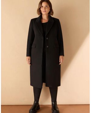 Live Unlimited London Wool Blend Tailored Coat - Black