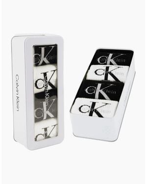 Calvin Klein 4-Pack Ck Jeans Logo Sports Socks Gift Tin - Black