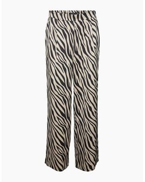 Vero Moda Liza Zebra Patterned Wide Leg Trousers - White