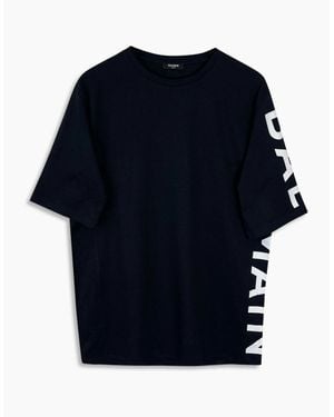 Balmain Logo Printed Oversize T-Shirt - Blue