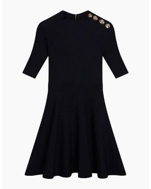 Ted Baker Lilano Ribbed Knit Button Detail Dress - Black