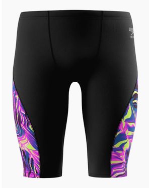 Speedo Spliced Abstract Endurance+ Jammer Shorts - Black