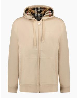 Burberry 'Hove' Check Hoodie - Natural