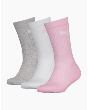 PUMA 3-Pack Girl's Sports Socks, Rose Water - Pink