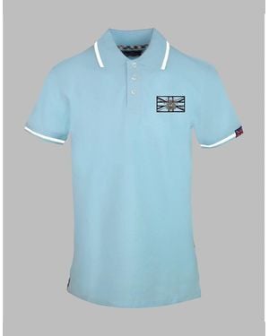 Aquascutum Madras Flag Collared Neck Short Sleeve Polo Shirt - Blue