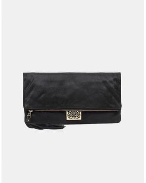 Biba Rectangle Shape Clutch With Tone Hardware - Black