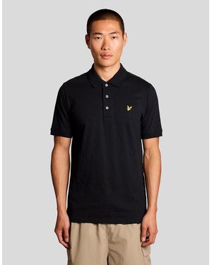 Lyle & Scott Fine Cotton Slub Polo Shirt - Black