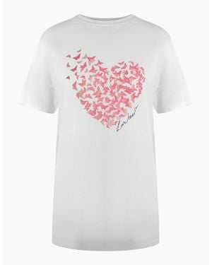 Love Moschino Flutter Heart Design T-Shirt - White