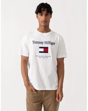 Tommy Hilfiger Embroidery Hilfiger Flag T-Shirt - White
