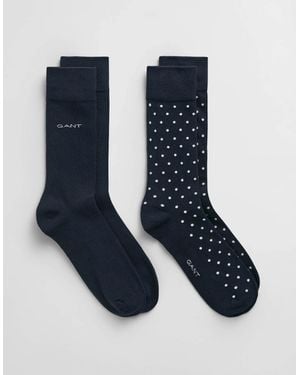GANT Dot And Solid Socks 2-Pack - Blue