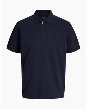 Jack & Jones Jprblaethan Short Sleeve Zip Polo Night Sky - Blue
