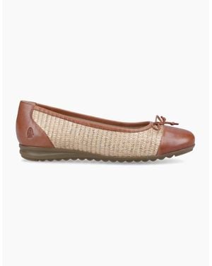 Hush Puppies Laurie Toe Cap Ballerina Ballerina Shoes Tan - White