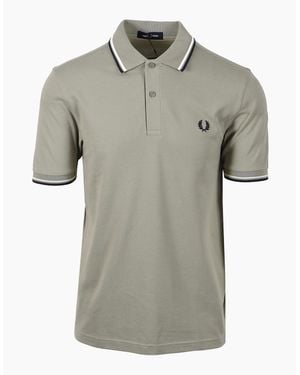 Fred Perry Twin Tipped Polo Seagrass/ Ecru/ Dark Airforce - Grey