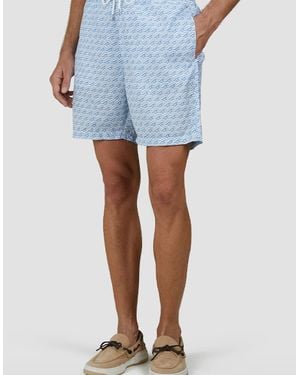 Paul & Shark Swim Shorts With All-Over Shark Print - Blue