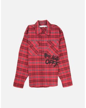Off-White c/o Virgil Abloh Off Checked Oversized Flannel Overshirt - Red