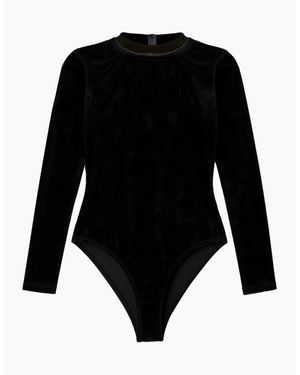 Ro&zo Velvet Bodysuit - Black