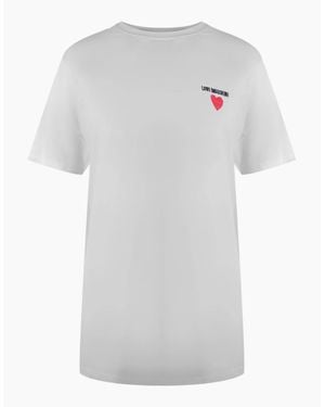 Love Moschino Small Heart Signature Logo T-Shirt - White