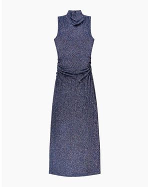 Ro&zo Petite Robyn Sparkle Cowl Neck Dress - Blue
