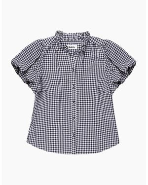 Ro&zo Gingham Gathered-Sleeve Shirt - Blue