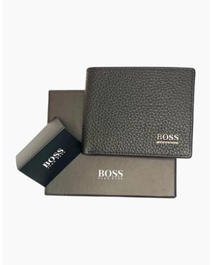 BOSS Monist Leather Bifold Wallet - Grey