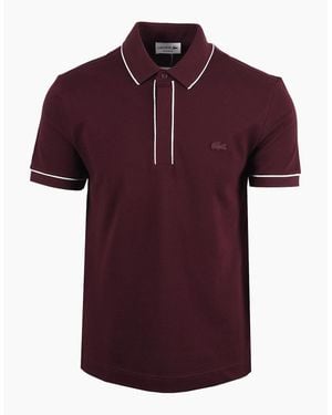 Lacoste Tipped Placket Tonal Badge Polo - Red