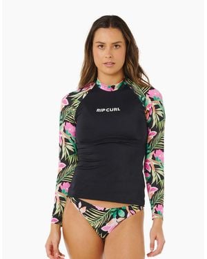 Rip Curl Rip Curl Molokai Floral Insert Long Sleeve Rash Vest - Blue