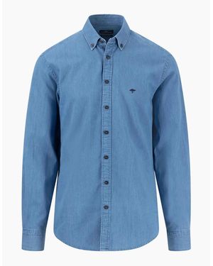 Fynch-Hatton Fynch-Hatton Long Sleeved Denim Shirt Crystal - Blue