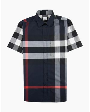 Burberry Somerton Checked Regular-fit Stretch-cotton Shirt - Blue