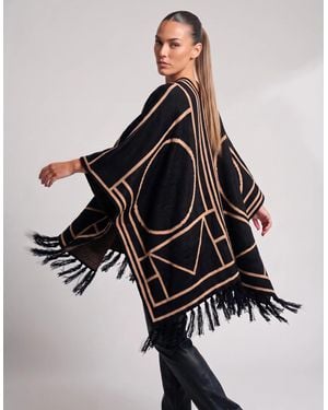 James Lakeland Geometric Poncho - Black
