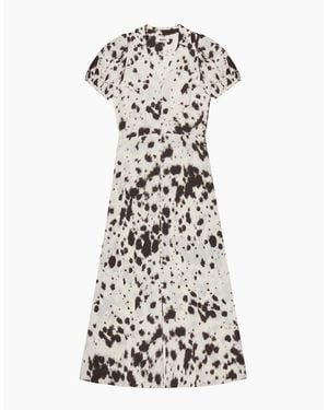 Ro&zo Petite Cow-Print Button-Front Shirt Dress - White