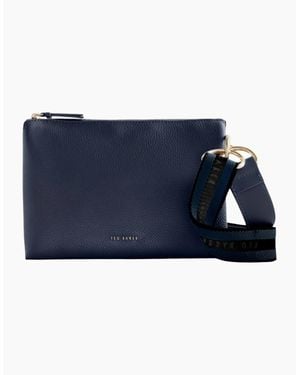Ted Baker Darceyy Branded Webbing Leather Dark Crossbody Bag - Blue