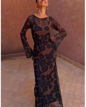 Never Fully Dressed Tan Jaden Mesh Dress - Brown