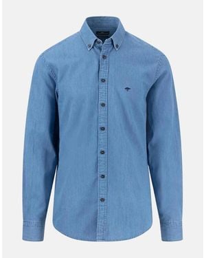 Fynch-Hatton Button Down Denim Shirt Crystal - Blue