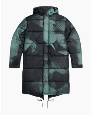 Fred Perry Fishtail Shaded Camoflauge Quilted Pakra Jacket - Blue