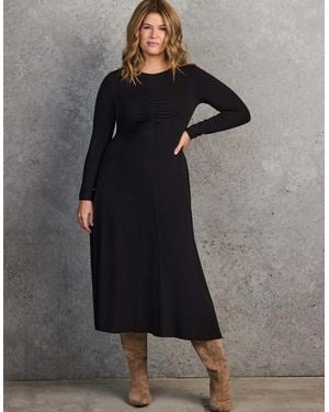 Live Unlimited London Ruched Front Jersey Midaxi Dress - Black
