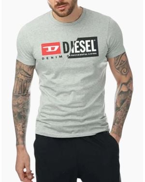 DIESEL T Diego Cuty T Shirt Crew Neck Short Sleeve Maglietta Duel Logo Tee - Grey