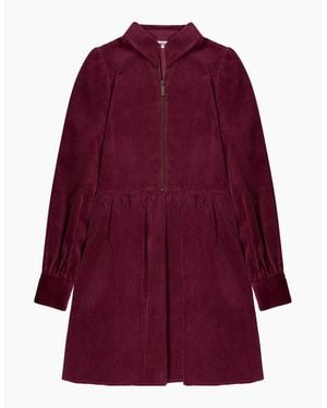 Ro&zo Burgundy Cord Zip Front Mini Dress - Red