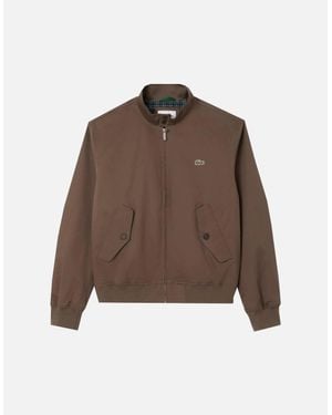 Lacoste Water Repellent Twill Harrington Jacket - Brown