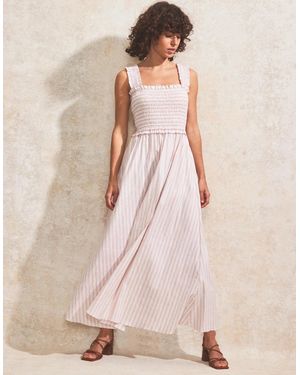 Ro&zo Stripe Shirred Dress - Pink