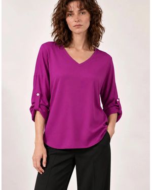 James Lakeland Satin V-Neck Blouse - Pink