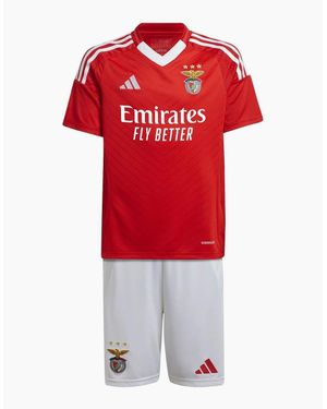 adidas V-Neck Short Sleeve T-Shirt And Soccer Shorts Set - Red