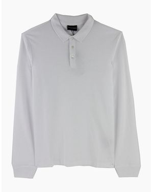 Emporio Armani Logo Long Sleeve Polo Shirt 0100 - Grey