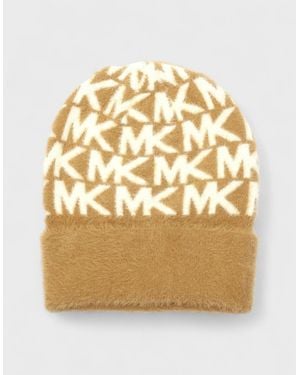 Michael Kors Feather Camel Cream Beanie - Metallic