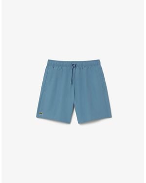 Lacoste Mid-Length Monochrome Swim Trunks - Blue