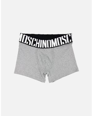 Moschino Underwear Logo Print Stretch Cotton Trunks - Grey