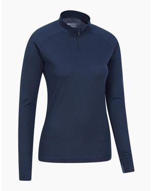Mountain Warehouse Ladies Talus Zip Neck Long-Sleeved Thermal Top - Blue